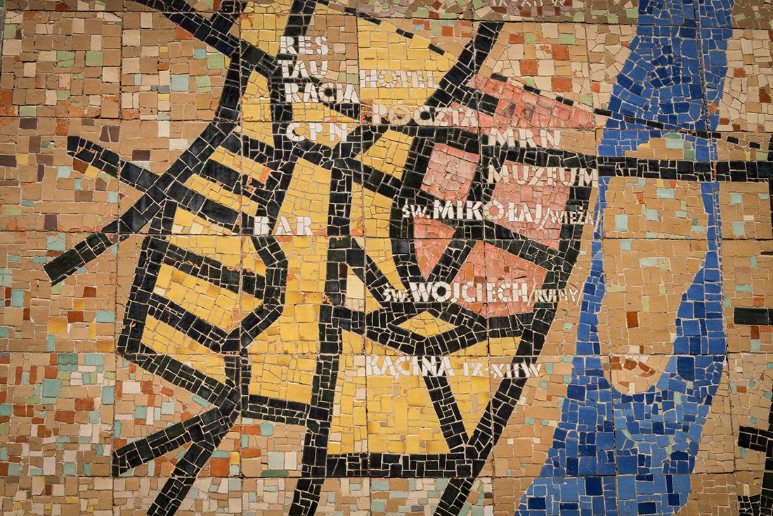 Mosaik an der Wand des Museums in Wollin